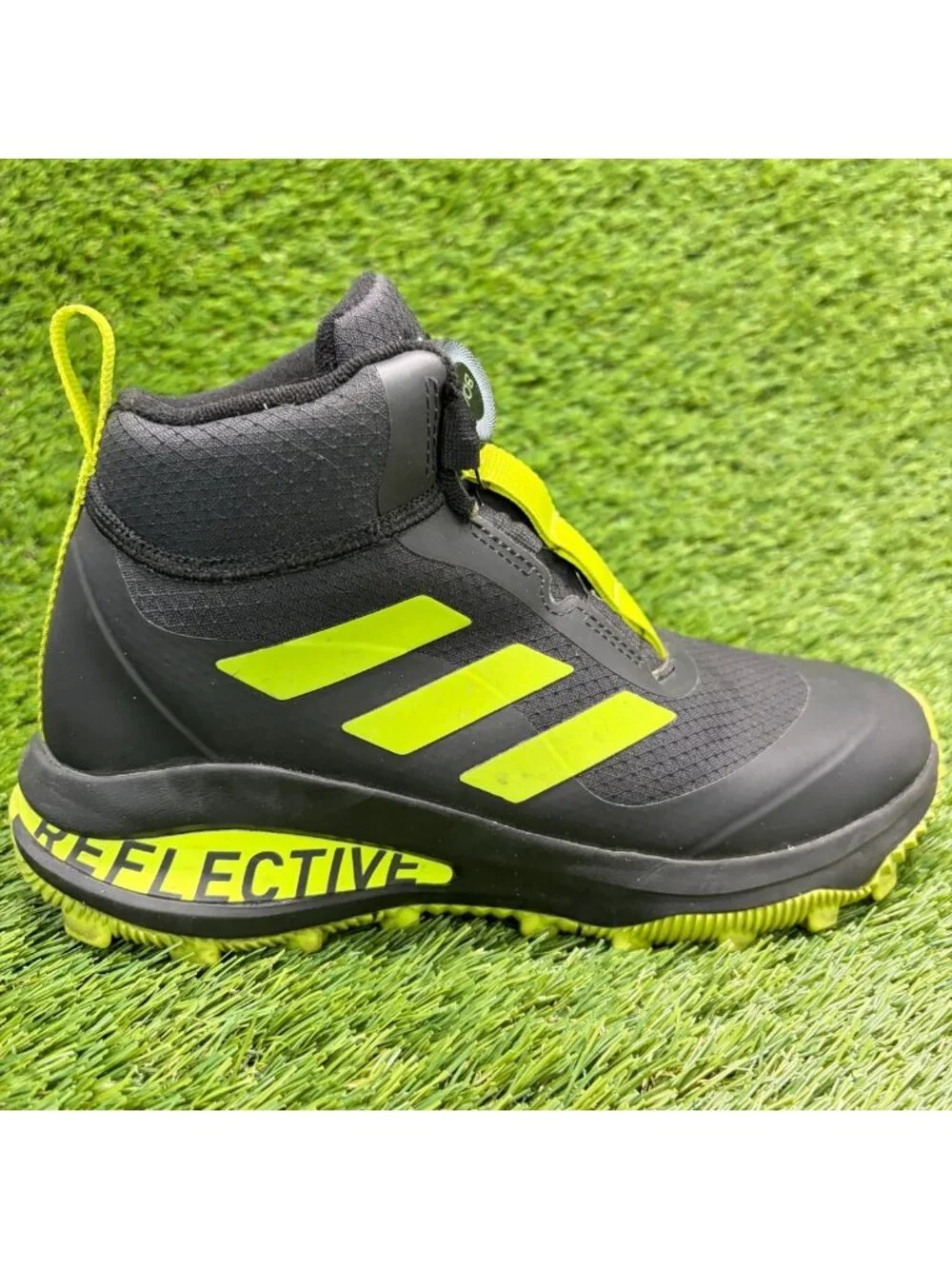 Adidas FortaRun BOA ATR Boys Size 6Y Black Green Athletic Outdoor Boots Shoes